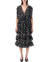 Dries Van Noten - Polka Dot Ruffle Midi Dress - Lyst