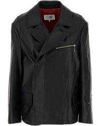 MM6 by Maison Margiela - Leather Jacket - Lyst