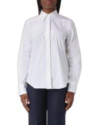 Brunello Cucinelli - Stretch Cotton Poplin Shirt With Shiny Trim - Lyst