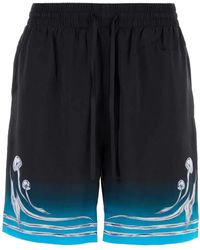 CASABLANCA - Printed Satin Bermuda Shorts - Lyst