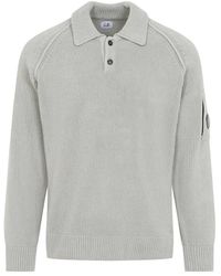 C.P. Company - C.P.Company Flintgrey Chenille Polo - Lyst