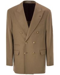 Brunello Cucinelli - Double-Breasted Pure Hair Blazer With-Tone Buttons - Lyst