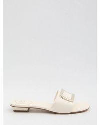 Roger Vivier - Square Buckle Leather Slides - Lyst