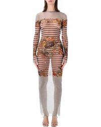 Jean Paul Gaultier - Marinière Mesh Long Dress - Lyst