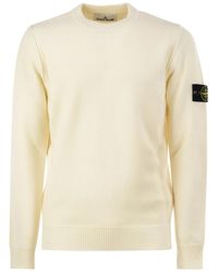 Stone Island - Crew-Neck Jumper With Reverse Stitch Details - Lyst