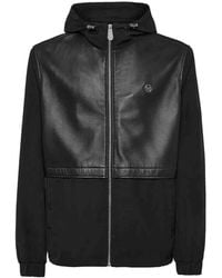 Philipp Plein - Leather Long Sleeve Hooded Jacket - Lyst