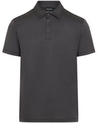 Giorgio Armani - Melang Cotton And Silk Polo - Lyst