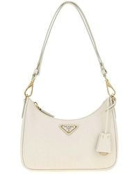 Prada - Ivory Leather Mini Re-Edition Shoulder Bag - Lyst