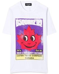 DSquared² - Front Logo And Leaf Print T-Shirt - Lyst