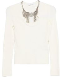 Rabanne - Cream Viscose Polyamide Sweater Cardigan - Lyst