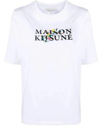 Maison Kitsuné - Maison Kitsuné Flowers Print Classic Logo T-Shirt - Lyst