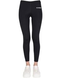 Jil Sander - High-Waisted Logo Print Leggings - Lyst