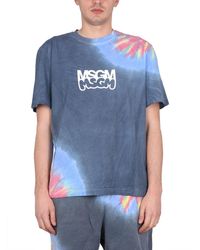 MSGM - Tie-Dye T-Shirt With Bold Logo - Lyst