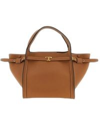Tod's - Small Leather Shopping Bag With T Timeless Accessory - Lyst