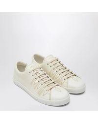 Prada - Talc-Coloured Leather Sneakers - Lyst