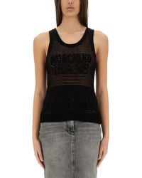 Moschino - Mesh Top With Logo - Lyst