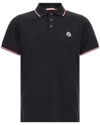 Moncler - Tricolor Trim Polo Shirt - Lyst