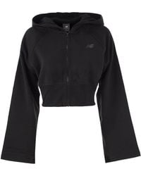 New Balance - Cropped Zip-Up Hoodie - Lyst