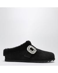 Roger Vivier - Suede Belle Vivier Buckle Mules - Lyst