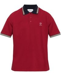 Versace - Cotton Piqué Polo Shirt With Embroidered Logo - Lyst