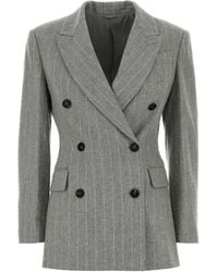 Brunello Cucinelli - Embroidered Stretch Wool Blend Blazer - Lyst