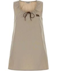 Miu Miu - Cappuccino Cotton Mini Dress - Lyst