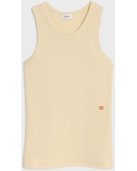 Celine - Ribbed-Knit Embroidered-Triomphe Tank Top - Lyst