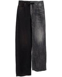 Balenciaga - Denim Asymmetric Hem Adjustable Waist Strap Pants - Lyst