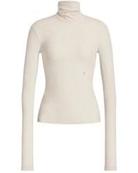 Alberta Ferretti - Neutrals Triacetate Blend Fitted Turtleneck Top - Lyst