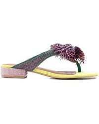Kurt Geiger - Pom Pom T-Bar Flat Fabric - Lyst