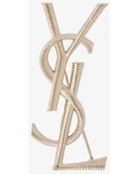 Saint Laurent - Cassandre Cord Texture Metal Brooch - Lyst
