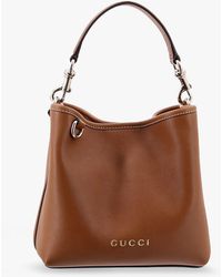 Gucci - Gg Emblem Leather Bucket Bag With Frontal Logo - Lyst
