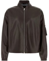 Fendi - Chocolate Nappa Leather Bomber Jacket - Lyst