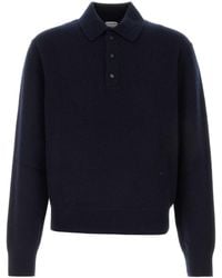Bottega Veneta - Midnight Wool-Blend Polo Shirt - Lyst