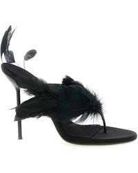 Paris Texas - 'Lidia Feather Thong' Mules - Lyst