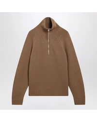 Tom Ford - Caramel Halfzip Wool And Cashmere Knit Sweater - Lyst