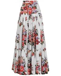 Dolce & Gabbana - Flower Print Long Skirt - Lyst