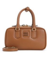 Miu Miu - Cognac Arcadie Mini Calf Leather Shoulder Bag - Lyst