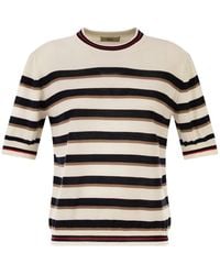 Herno - Short-Sleeved Striped Cotton Jumper - Lyst