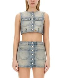 Courreges - Denim Cropped Vest - Lyst