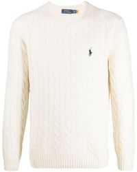 Polo Ralph Lauren - Textured Cable Knit Sweater With Round Neckline And Fitted Silhouette - Lyst