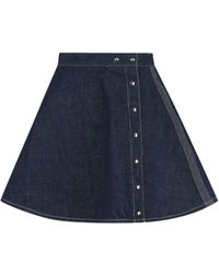 Celine - Rinsed Peplum Skirt - Lyst