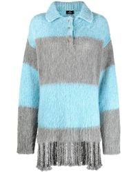 Etro - Striped Wool Blend Polo Shirt - Lyst