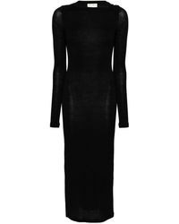 Saint Laurent Open-Knit Wool-Blend Mini Dress in Black | Lyst