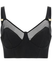 Elisabetta Franchi - Cool Wool And Tulle Top - Lyst