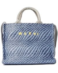 Marni - Wavy Raffia-Effect Small Tote Bag - Lyst