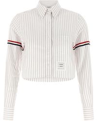 Thom Browne - '4Bar' Cropped Shirt - Lyst