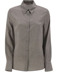 Peserico - Striped Viscose And Silk Blend Shirt - Lyst