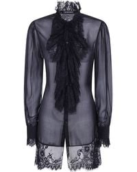 Ann Demeulemeester - "Barah" Long Comfort Shirt With Lace Ruffles - Lyst