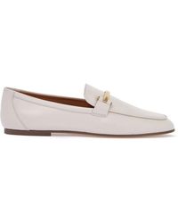 Tod's - Branded Metal Bar Leather Loafers - Lyst